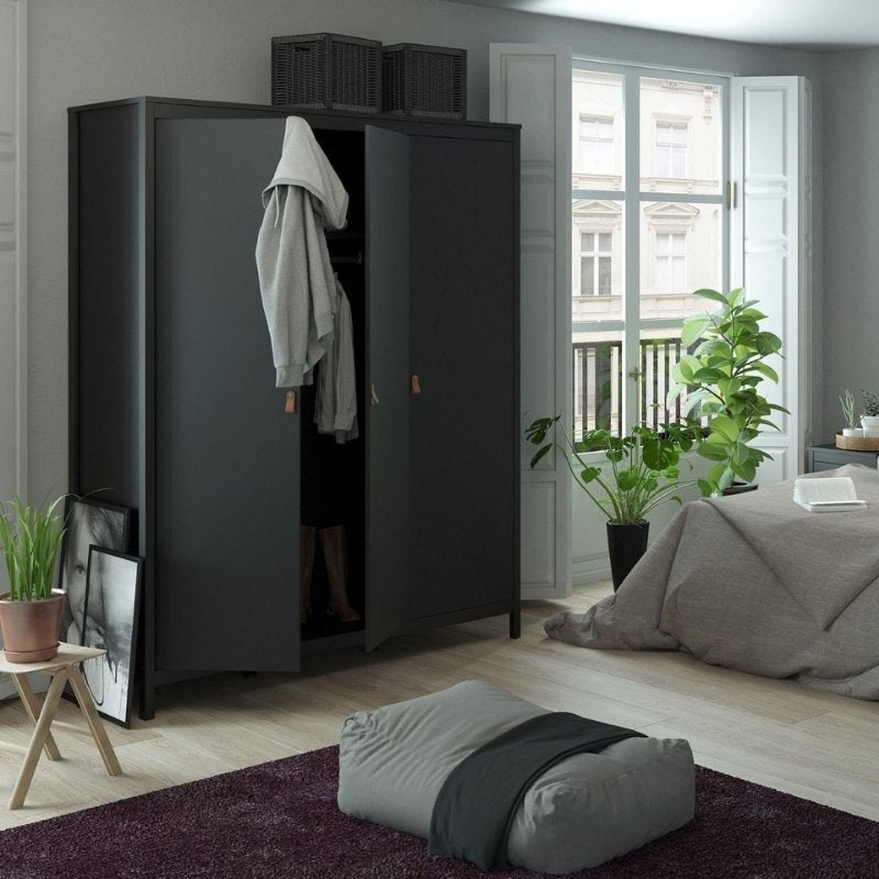 Furniture To Go Barcelona 3 Door Wardrobe Matte Black
