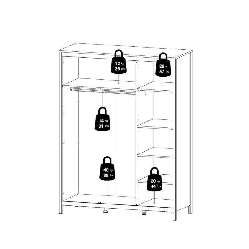 Furniture To Go Barcelona 3 Door Wardrobe Matte Black