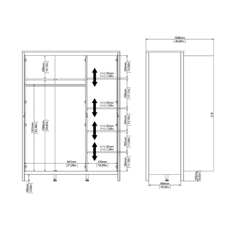 Furniture To Go Barcelona 3 Door Wardrobe White