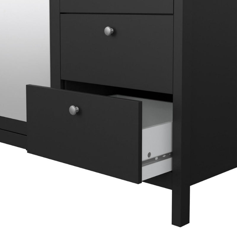 Furniture To Go Madrid 2 Doors 1 Mirror Door 2 Drawers Wardrobe Matte Black