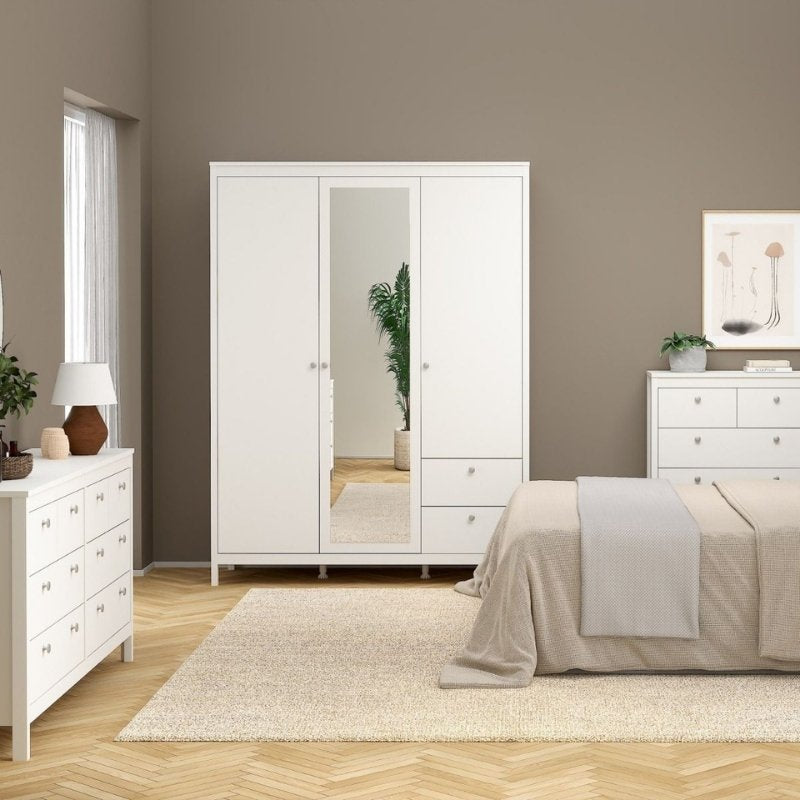 Furniture To Go Madrid 2 Doors 1 Mirror Door 2 Drawers Wardrobe White