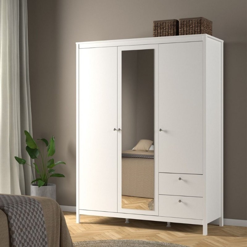 Furniture To Go Madrid 2 Doors 1 Mirror Door 2 Drawers Wardrobe White