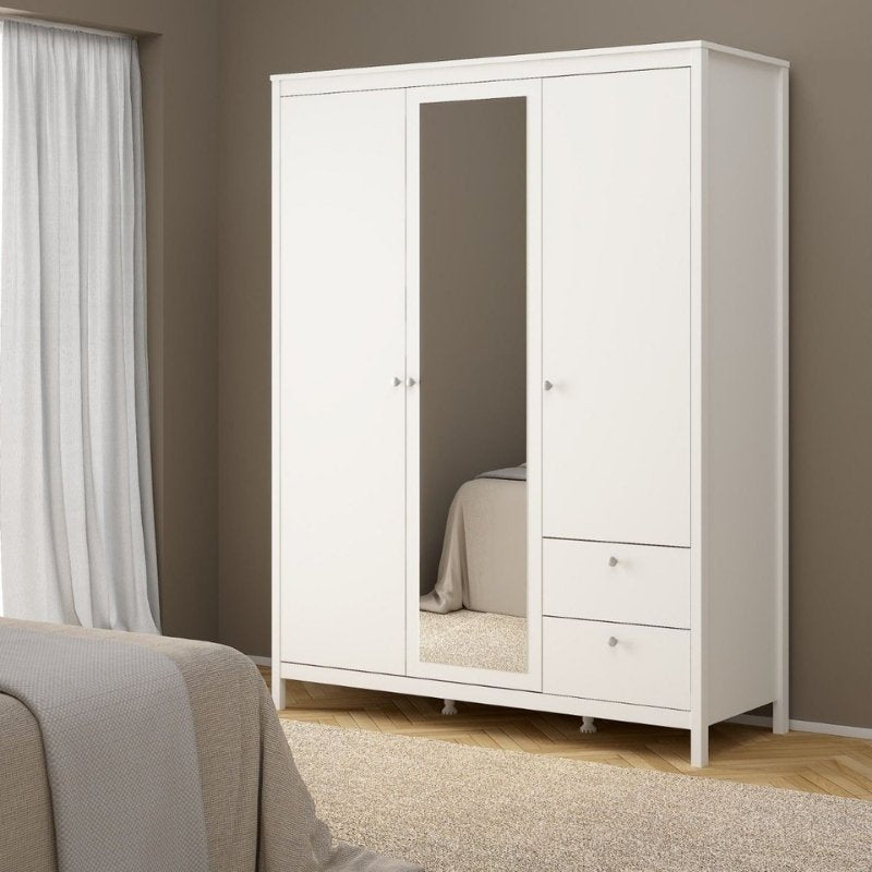 Furniture To Go Madrid 2 Doors 1 Mirror Door 2 Drawers Wardrobe White