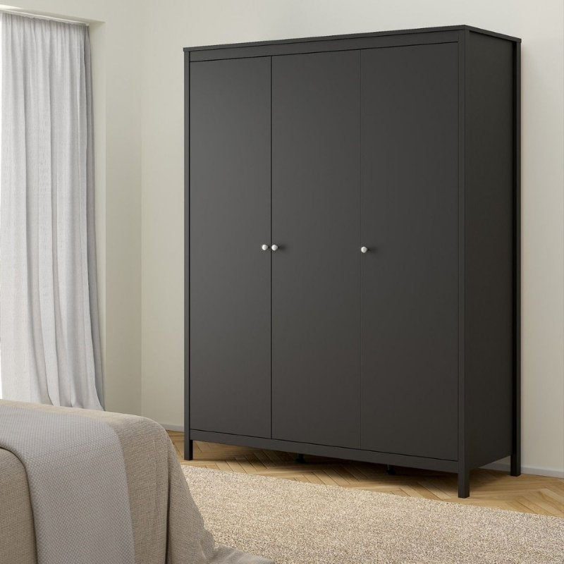 Furniture To Go Madrid 3 Door Wardrobe Matte Black