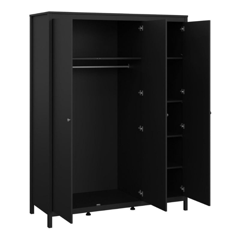 Furniture To Go Madrid 3 Door Wardrobe Matte Black