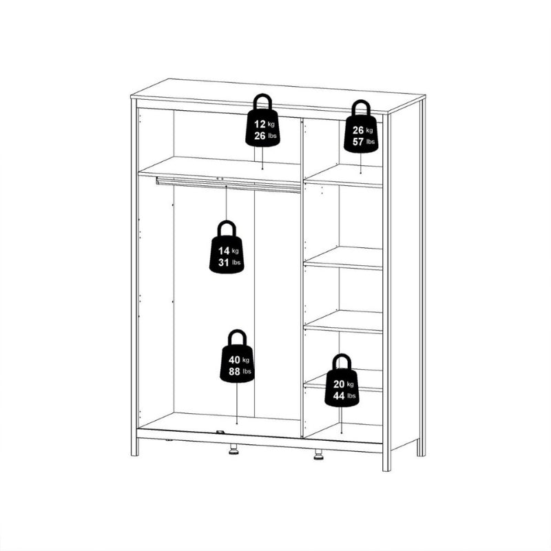 Furniture To Go Madrid 3 Door Wardrobe Matte Black