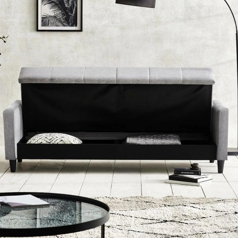Julian Bowen Alfie 3 Seater Storage Sofa Bed Grey Linen