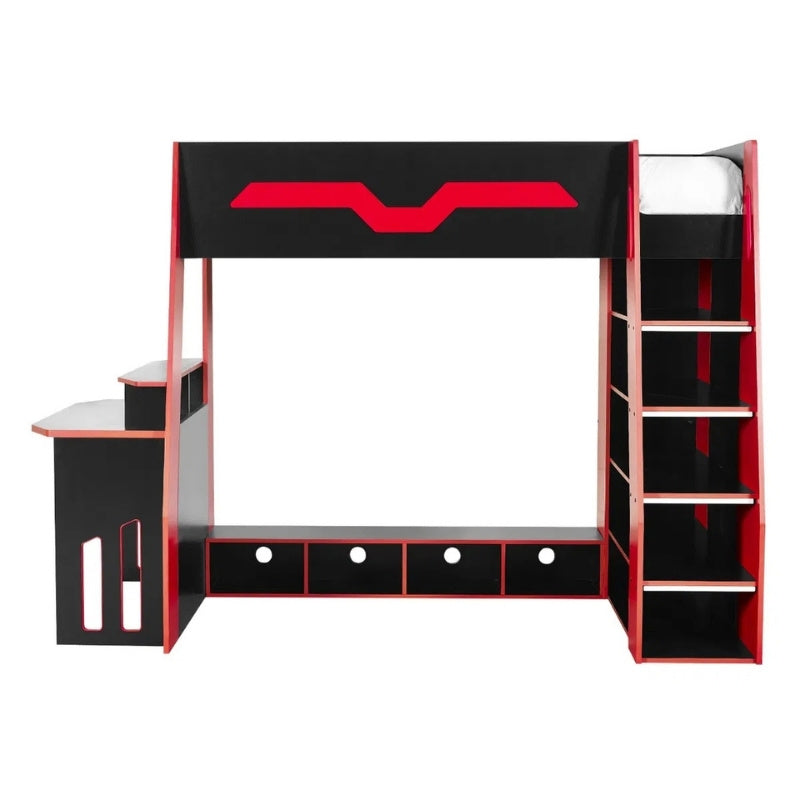 Julian Bowen Eagle Gaming High Sleeper Bed Black & Red