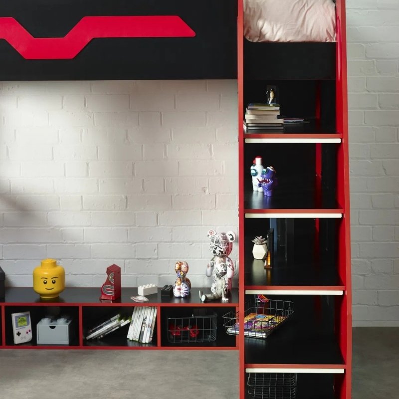 Julian Bowen Eagle Gaming High Sleeper Bed Black & Red