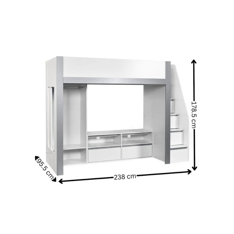 Julian Bowen Gaia High Sleeper Bed White & Silver