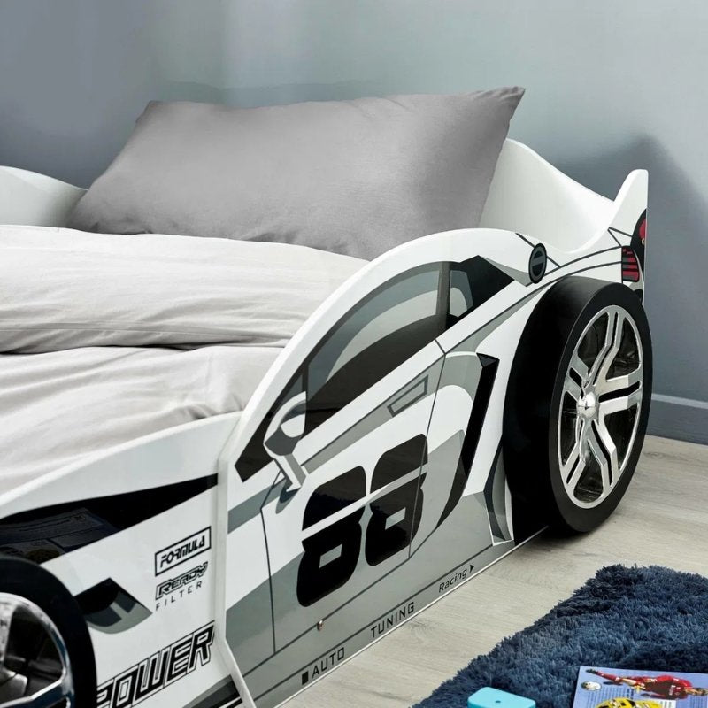 Julian Bowen Storm Racer Car Bed White & Grey