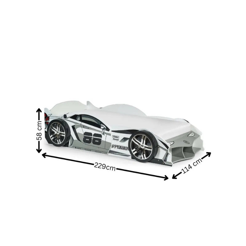 Julian Bowen Storm Racer Car Bed White & Grey