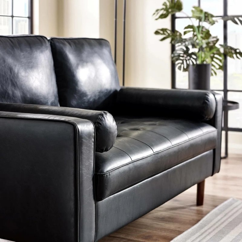 Julian Bowen Henley 2 Seater Sofa With Bolsters Black