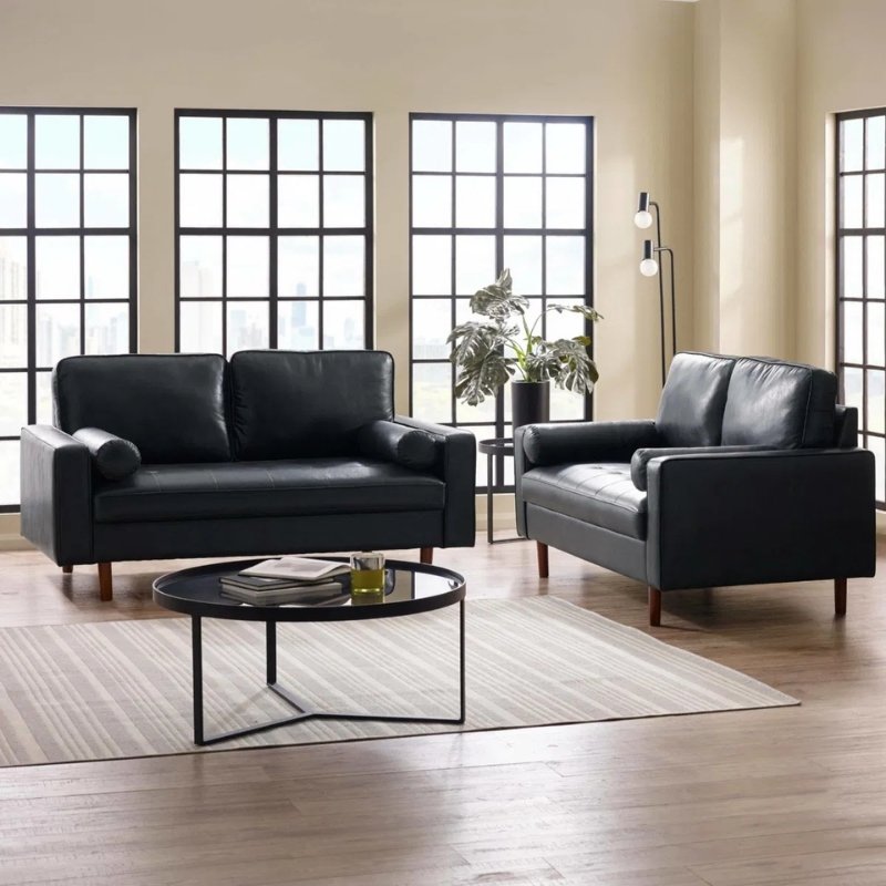 Julian Bowen Henley 2 Seater Sofa With Bolsters Black