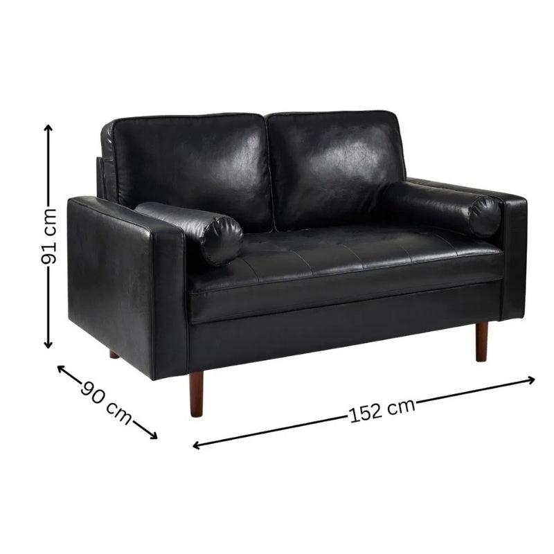 Julian Bowen Henley 2 Seater Sofa With Bolsters Black
