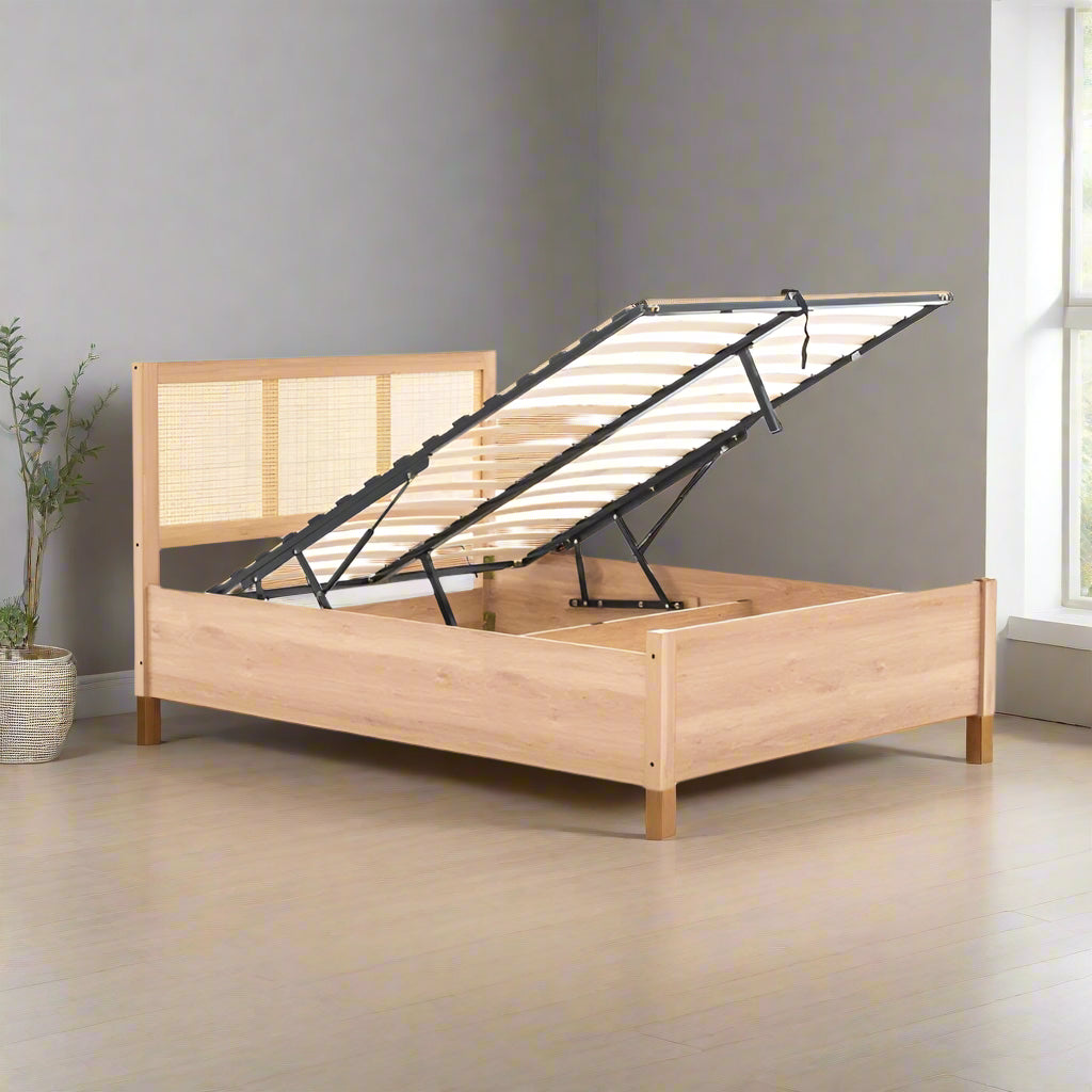 Birlea Croxley Double Oak Rattan Ottoman Bed