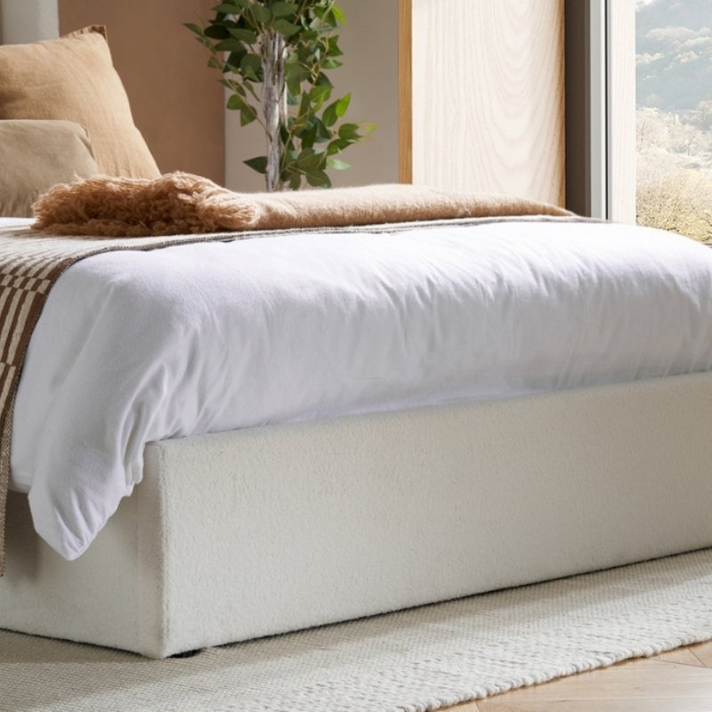 Birlea Maisey King Ottoman Bed White Boucle