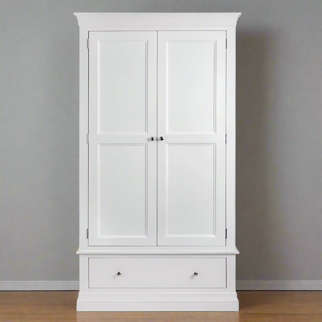 Julian Bowen Clermont 2 Door 1 Drawer Wardrobe White