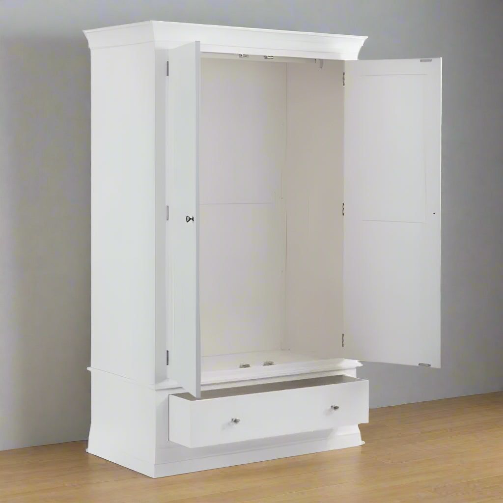 Julian Bowen Clermont 2 Door 1 Drawer Wardrobe White