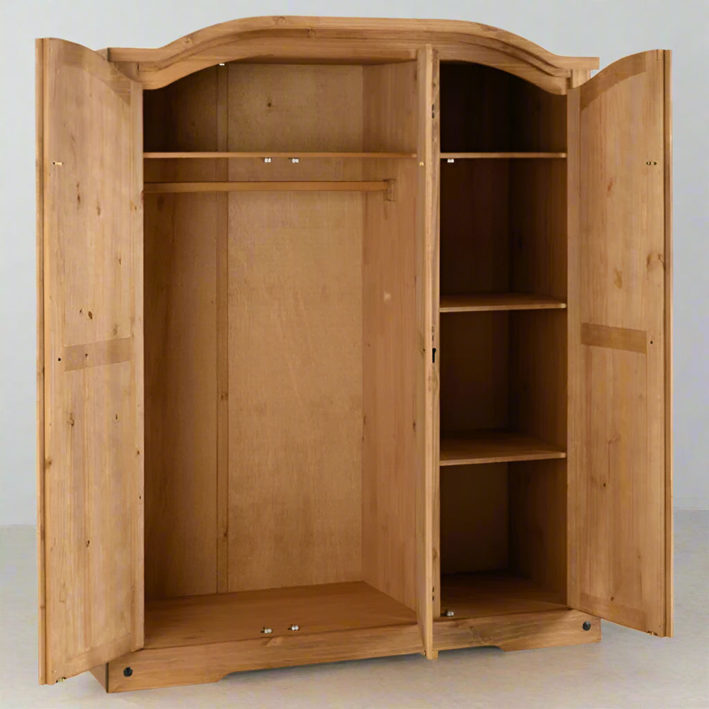 Seconique Corona 3 Door Wardrobe Distressed Waxed Pine