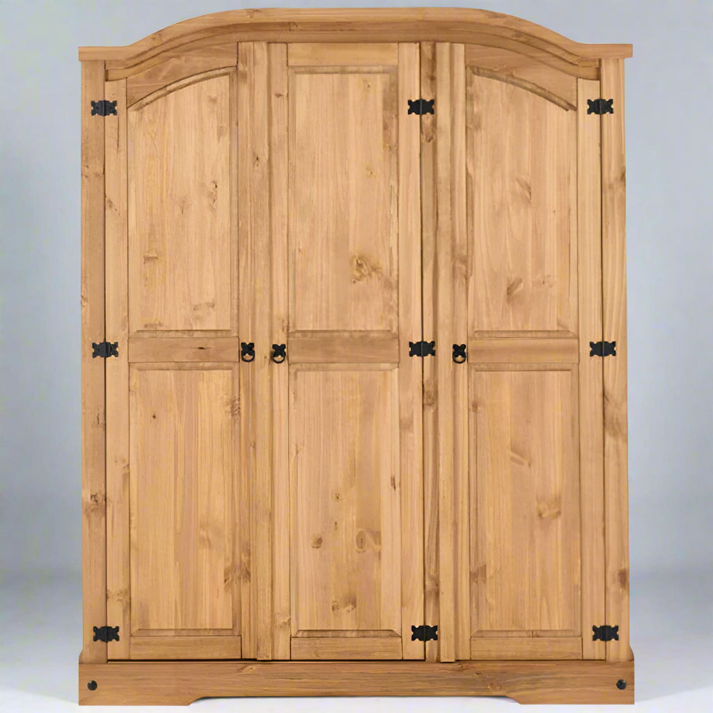 Seconique Corona 3 Door Wardrobe Distressed Waxed Pine