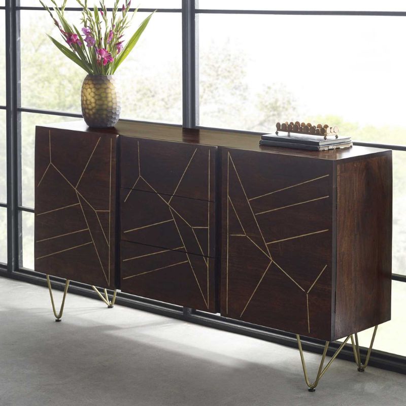 A sleek sideboard with geometric patterns, perfect for contemporary interiors.