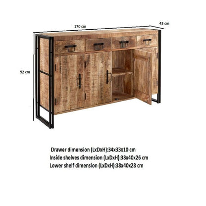 Indian Hub Cosmo Industrial Extra Large Sideboard