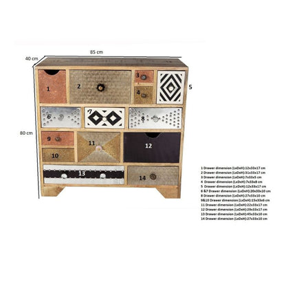 Indian Hub Sorio 14 Drawer Chest