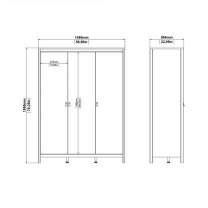 Furniture To Go Barcelona Package - Bedside Table 2 Drawers + Chest 5 Drawer + 2 Door Wardrobe in Jackson Hickory Oak