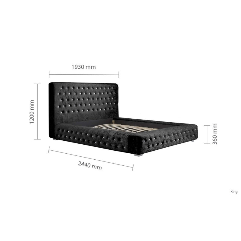 Birlea Grande King Bed Black Crushed Velvet