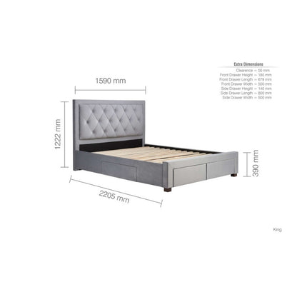 Birlea Woodbury King Bed Grey Velvet
