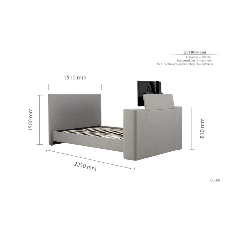 Birlea Plaza Double TV Bed Grey