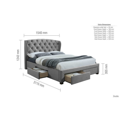 Birlea Hope Double Bed Grey Velvet