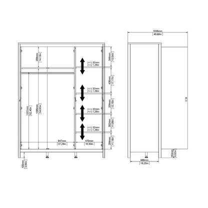 Furniture To Go Madrid 3 Door Wardrobe Matte Black