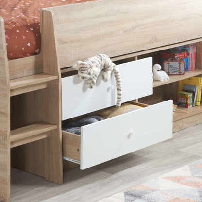 Birlea Leyton Cabin Single Bed White & Oak Effect