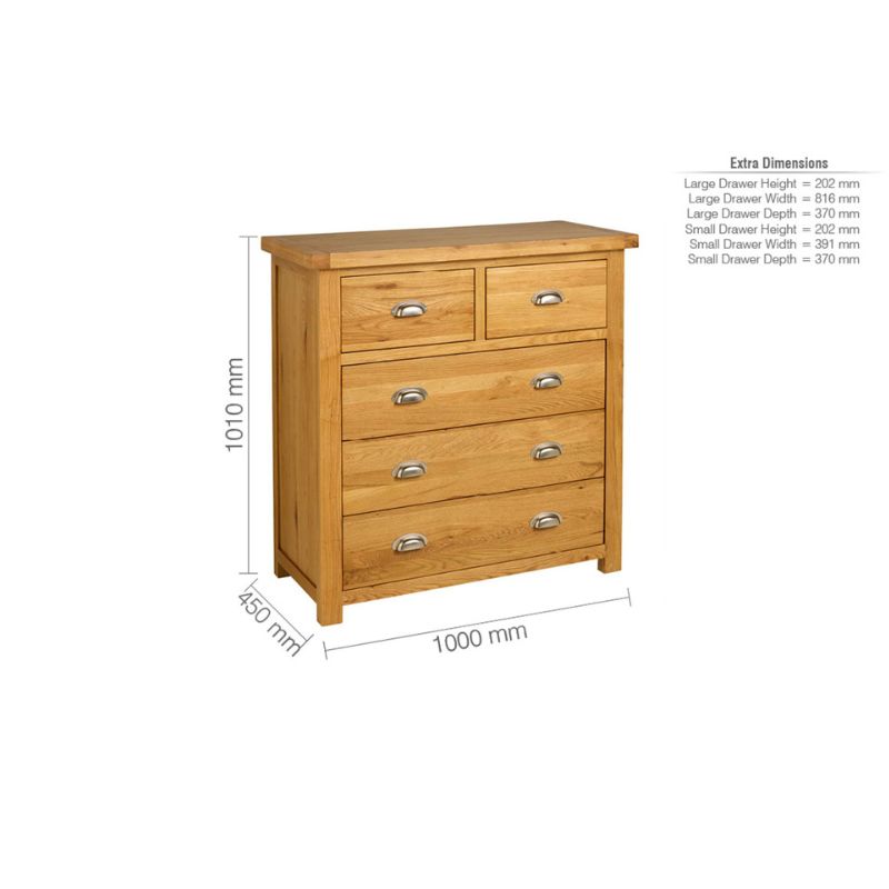 Birlea Woburn Oak 3+2 Drawer Chest