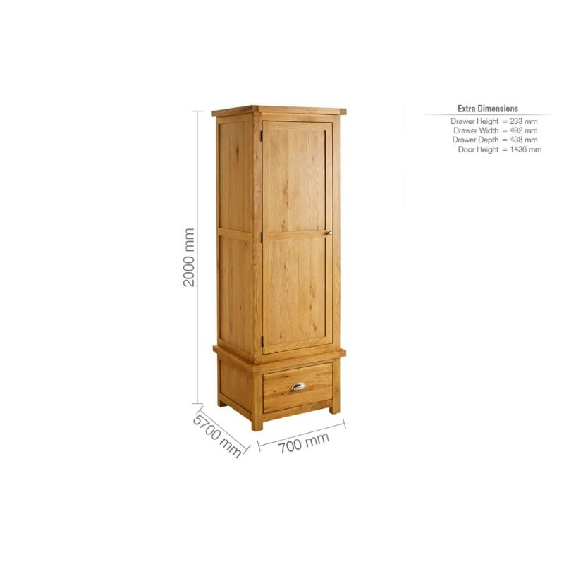 Birlea Woburn 1 Door 1 Drawer Oak Wardrobe