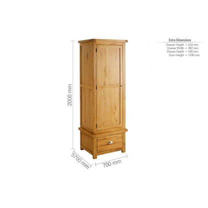 Birlea Woburn 1 Door 1 Drawer Oak Wardrobe