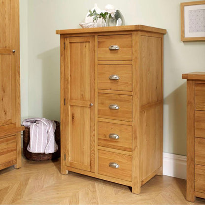 Birlea Woburn 1 Door 5 Drawer Oak Wardrobe