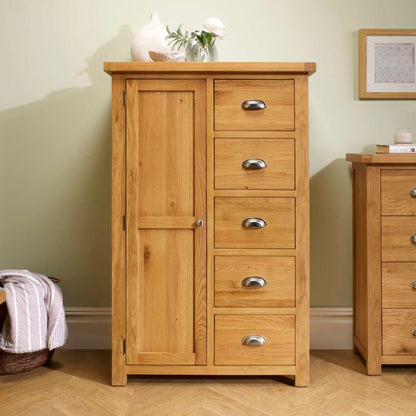 Birlea Woburn 1 Door 5 Drawer Oak Wardrobe