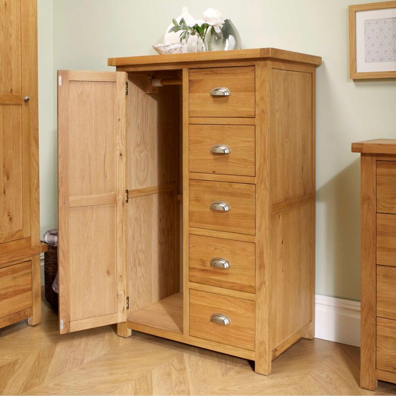 Birlea Woburn 1 Door 5 Drawer Oak Wardrobe