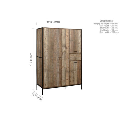 Birlea Urban 4 Door Wardrobe Rustic