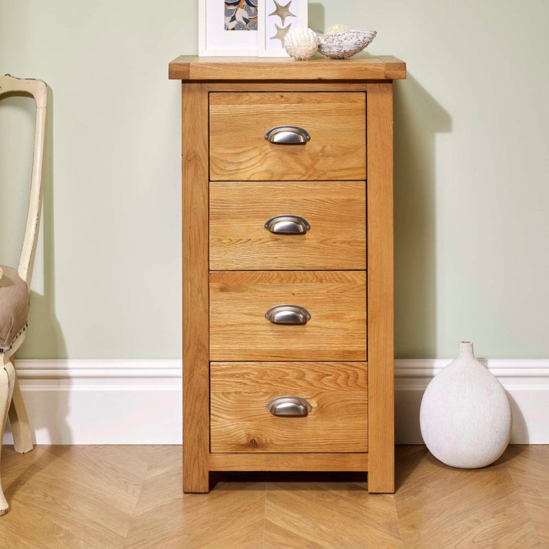 Birlea Woburn Oak 4 Drawer Narrow Chest