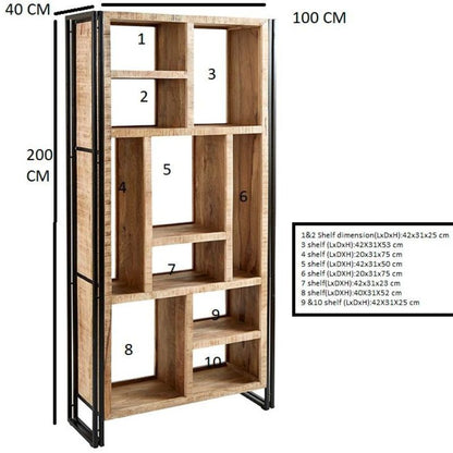 Indian Hub Cosmo Industrial Multi Shelf Bookcase