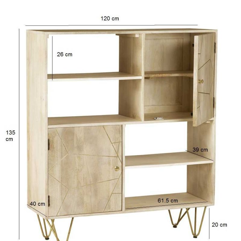 Indian Hub Light Gold Display Cabinet