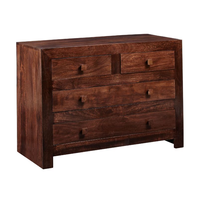 Indian Hub Toko Dark Mango 4 Drawer Dressing Chest