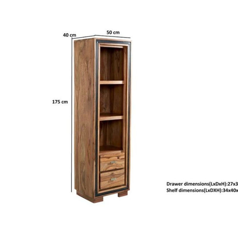 Indian Hub Jodhpur Sheesham Slim Bookcase