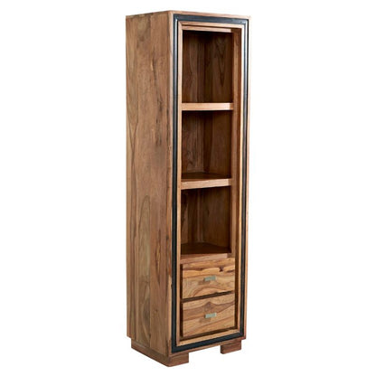 A tall bookcase with drawers and shelves, perfect for organizing books and decor items.