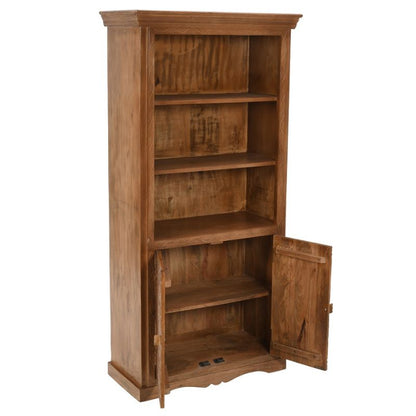 Indian Hub Artwork Mango Wood Large Corner Bookcase