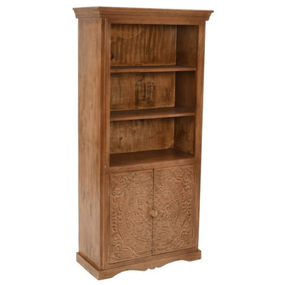 Indian Hub Artwork Mango Wood Large Corner Bookcase